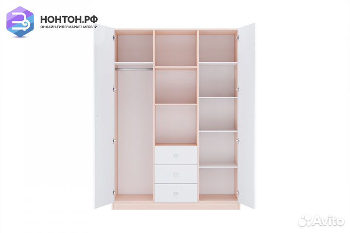 Шкаф трехсекционный Polini kids Simple дуб пастель