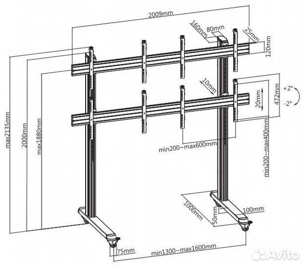 Стойка Wize Pro VWM3X2-55