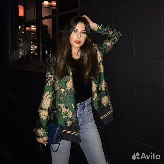 Пиджак цветочный принт стиль Gucci