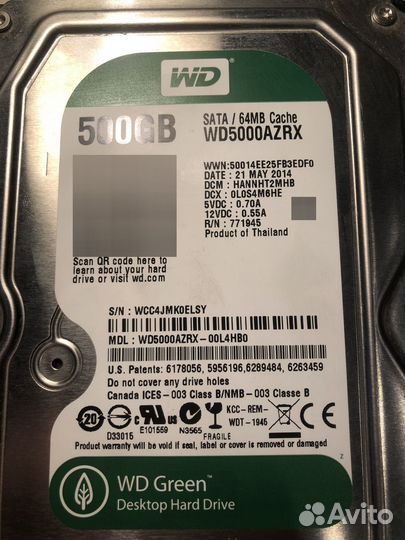 Жесткий диск WD для пк 500GB