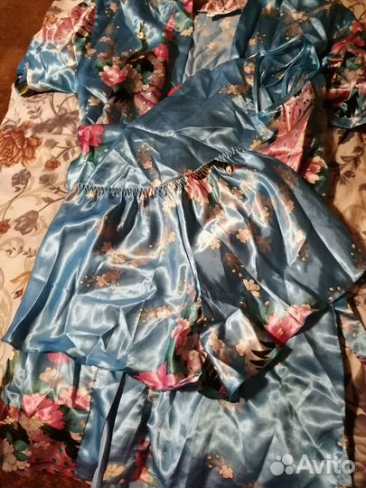 Платье, пеньюар, набор халат, майка, шорты