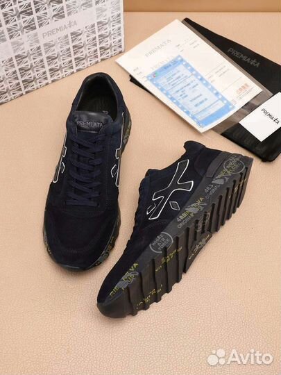 Кроссовки мужские Premiata замшевые синие