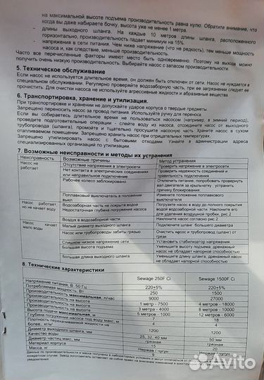 Насос дренажный
