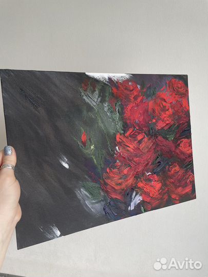 Картина маслом розы