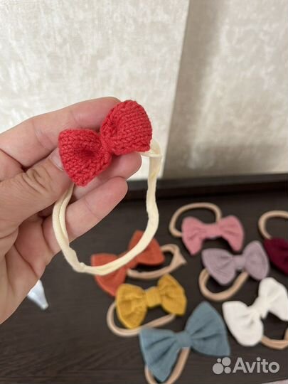 Ободок на голову из муслина для новорожденной