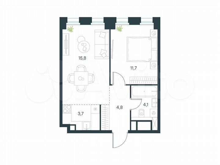 2-к. квартира, 40,1 м², 20/31 эт.