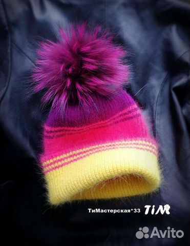 Пушистая шапочка, вязаная