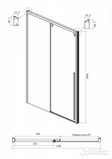 Дверь в нишу Ambassador Intense 110022201IBB (1200