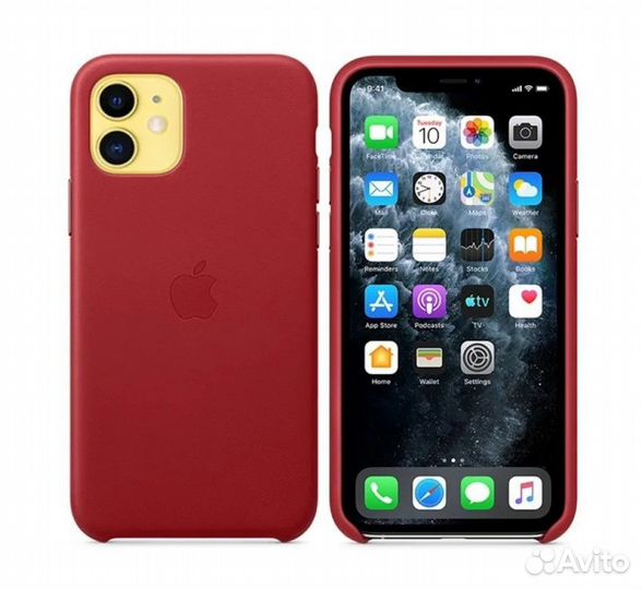 Кожаный чехол iPhone 11 красный