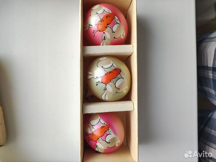 Елочные игрушки СССР наборы 3 поросёнка, шары