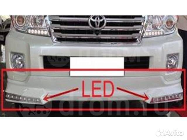 Губа передняя LED Toyota land Cruiser 200