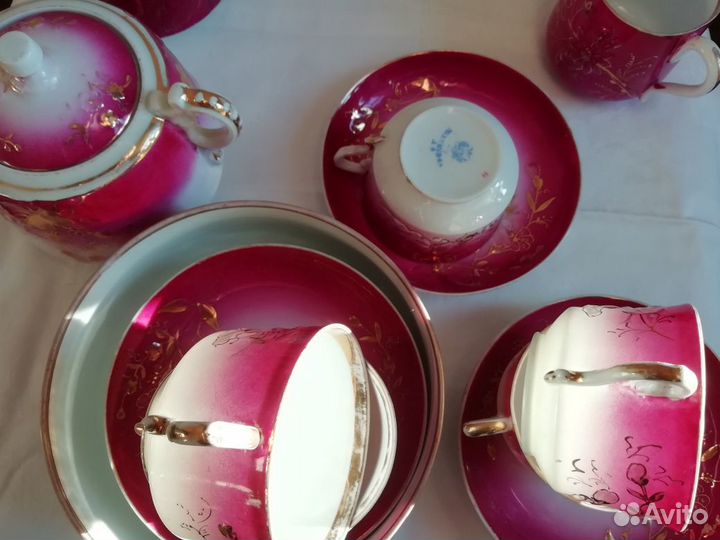 Чайный сервиз, фарфор Кузнецова, 15 предметов