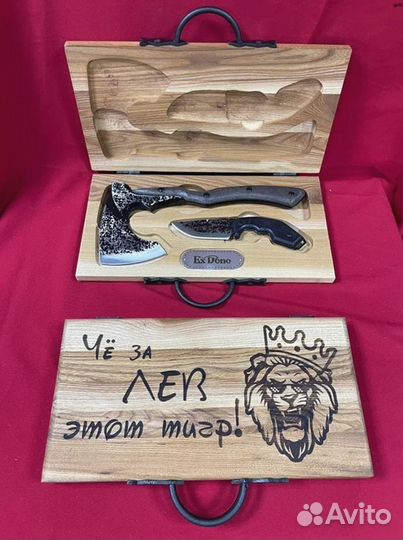 Топор кованый + нож в наборе