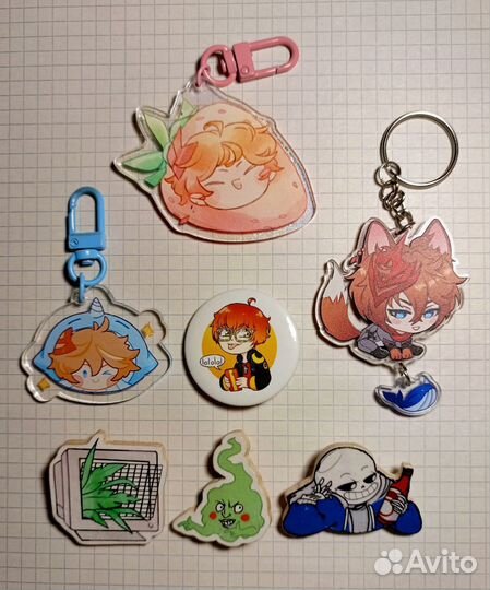 Авторский мерч геншин, хср (наклейки, значки)