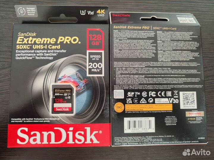 Карта памяти Sandisk Extreme Pro sdxc 64 128 256GB