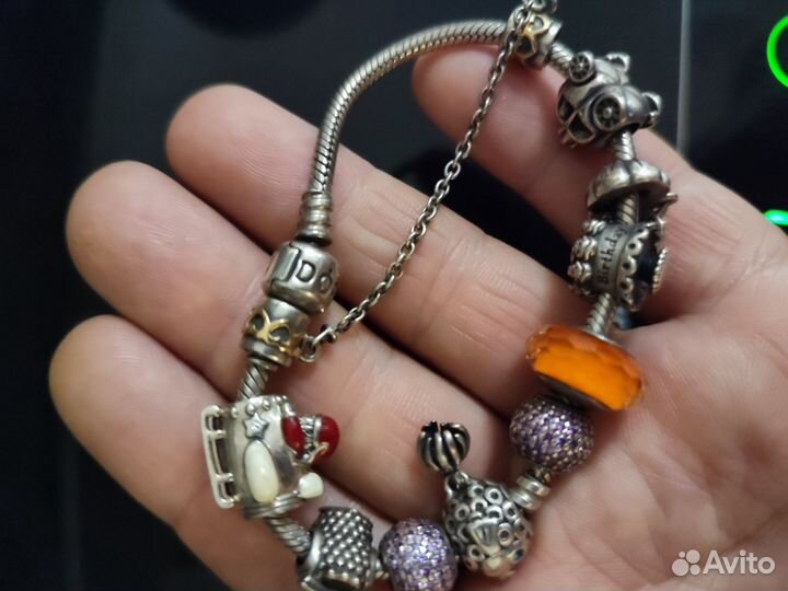 Браслет pandora с шармами серебро