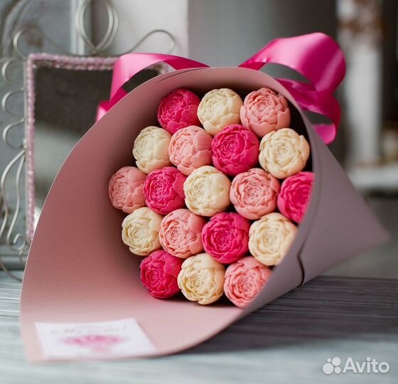 Сладкий съедобный букет из шоколадных пионов