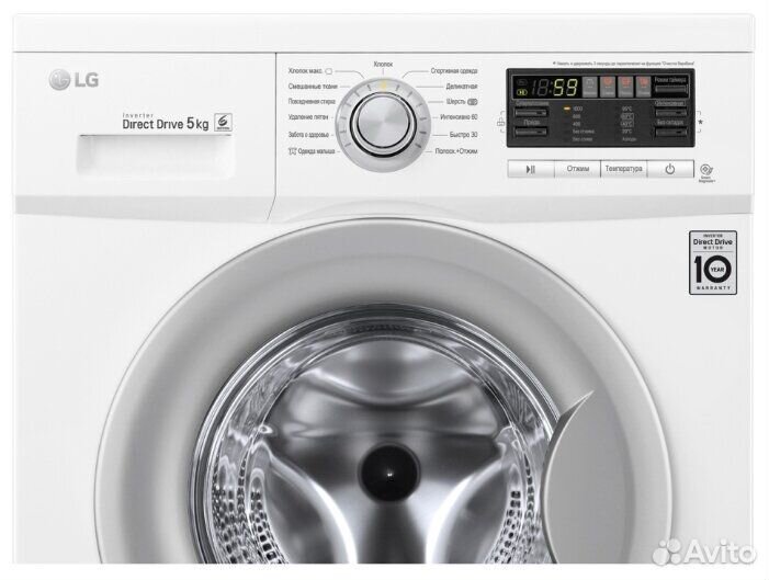 Стиральная машина LG белая,5кг,1000об,серый люк