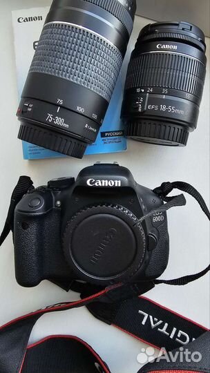 Зеркальный фотоаппарат canon 600d с 2 объективами