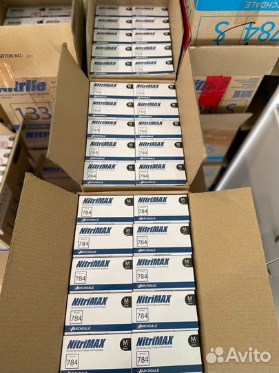 Нитриловые перчатки черные размер M / 784