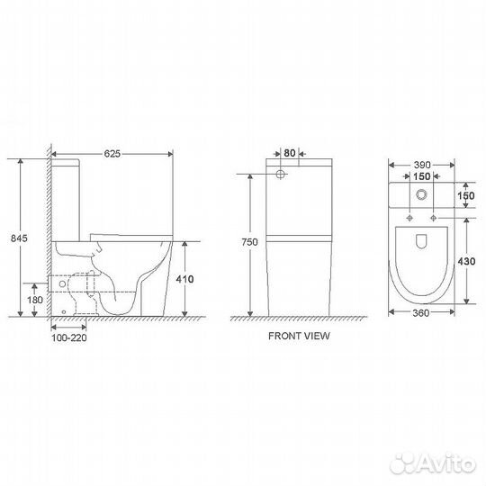Унитаз напольный WeltWasser WW Salzbach 011 MT-BL 10000012213 черный матовый, безободковый, с бачком