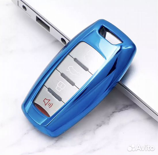 Чехол на не выкидной ключ TPU Haval Dargo, Jolion, F7, F7x blue