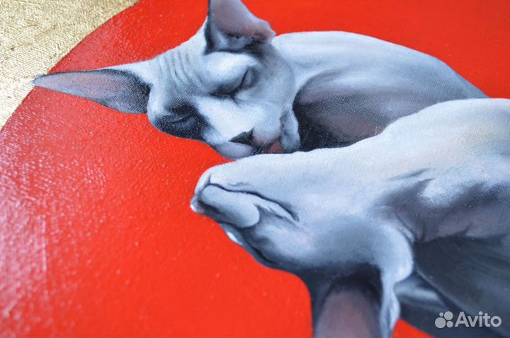 Картина маслом «Кошачья нежность» 50х40