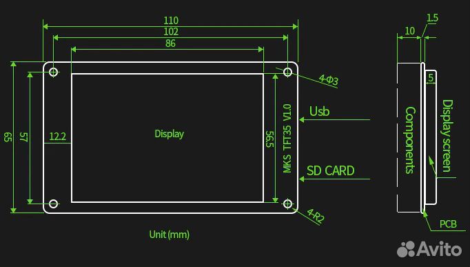 Дисплей полноцветный сенсорный MKS TFT35 3,5-дюйм