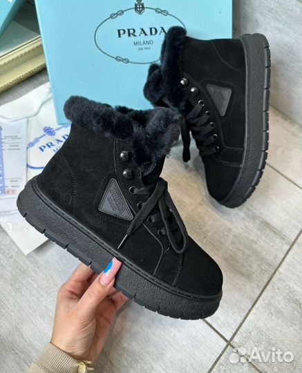 Ботинки зимние прада натур замша 35/36/37