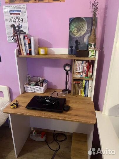 Стол компьютерный Грета 2 Белый/Дуб крафт золотой