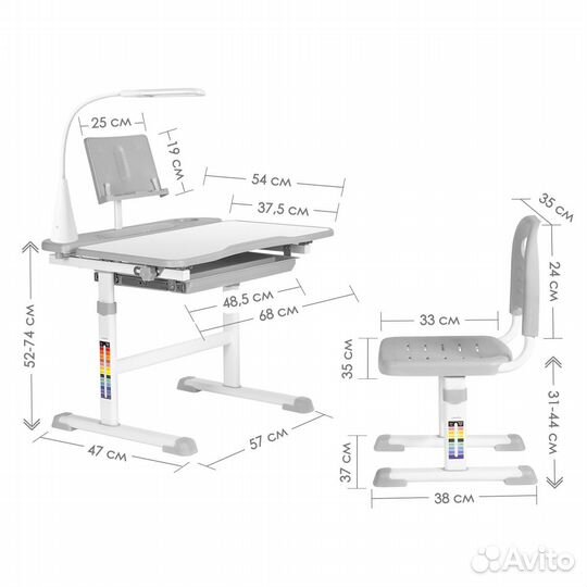 Комплект- парта со стулом и светильником anatomica