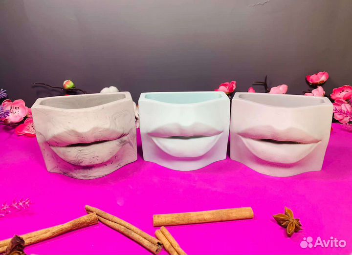 Силиконовая фoрма молд губы венеры кашпо ваза гипс