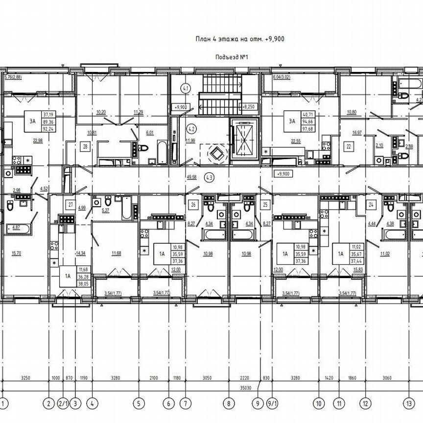 3-к. квартира, 97,7 м², 4/4 эт.