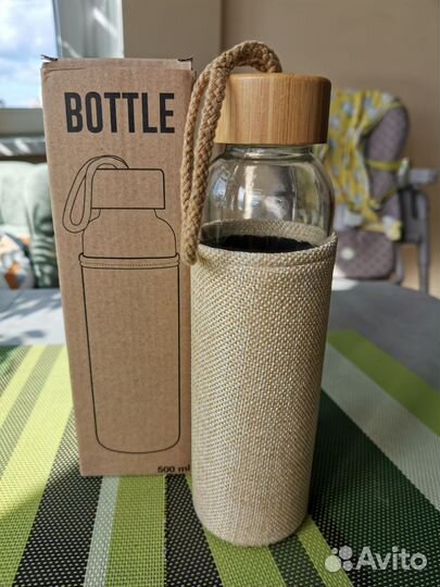 Бутылка для воды стеклянная