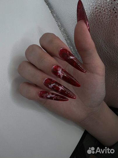 Маникюр/выкладной френч/ аквариумный дизайн