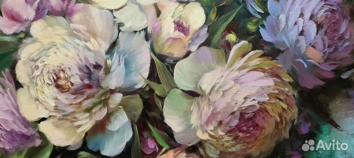 Картина маслом на холсте пионы