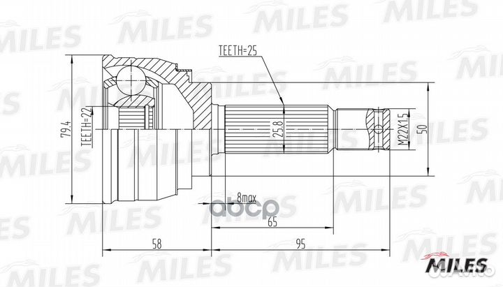 ШРУС mitsubishi colt/lancer 1.2-1.8 80-92 нар