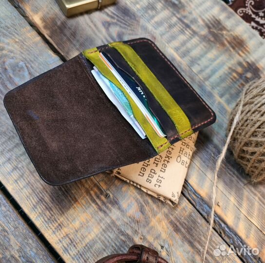 Мини кошелек -картхолдер из натуральной кожи