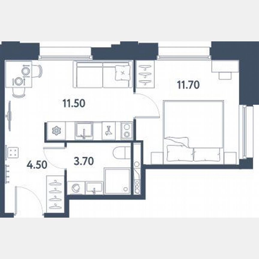 1-к. апартаменты, 31,4 м², 13/16 эт.
