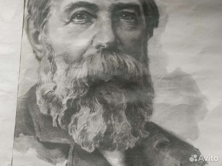 Плакат Энгельса и К.Маркса 1984 оригинал холст