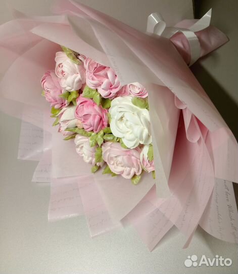 Съедобный букет из зефира пионы