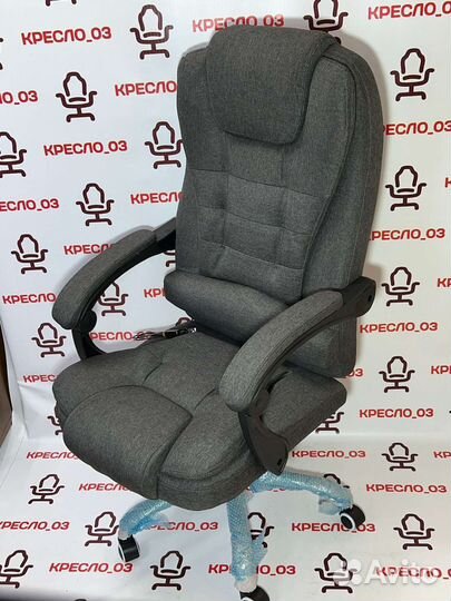 Офисное кресло руководителя, кожаное, с массажем