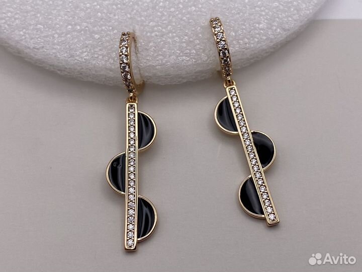 Серьги лёгкие. Черный эмаль