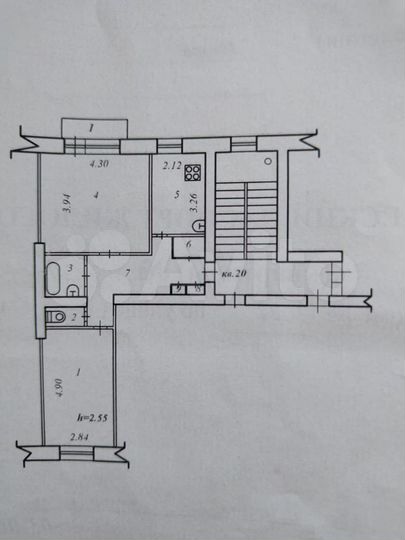 2-к. квартира, 52,1 м², 5/5 эт.