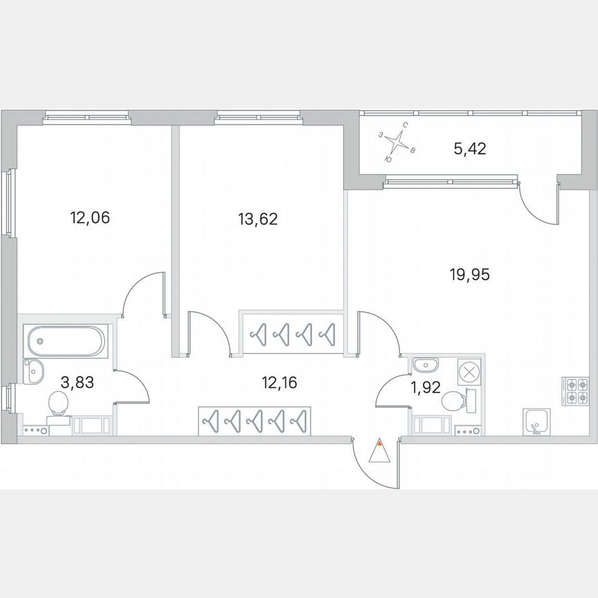 2-к. квартира, 66,3 м², 2/4 эт.