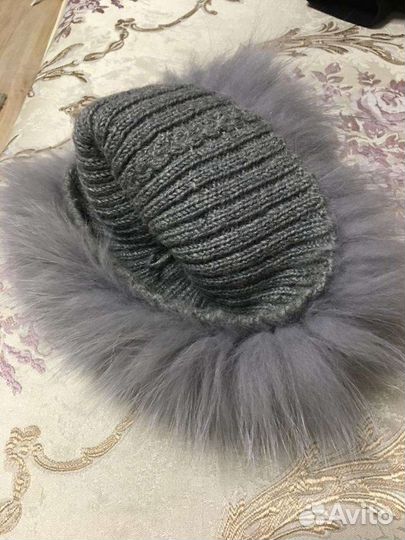 Шапка женская вязаная песцовая