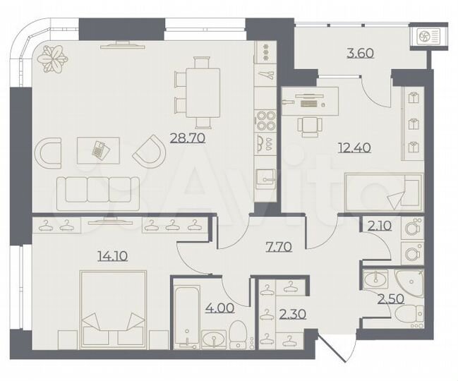 3-к. квартира, 75,6 м², 23/25 эт.