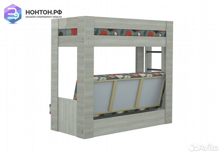 Двухъярусная кровать с диван-кроватью ясень шимо с