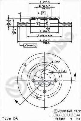 Диск тормозной Standard перед 09889414 Brembo