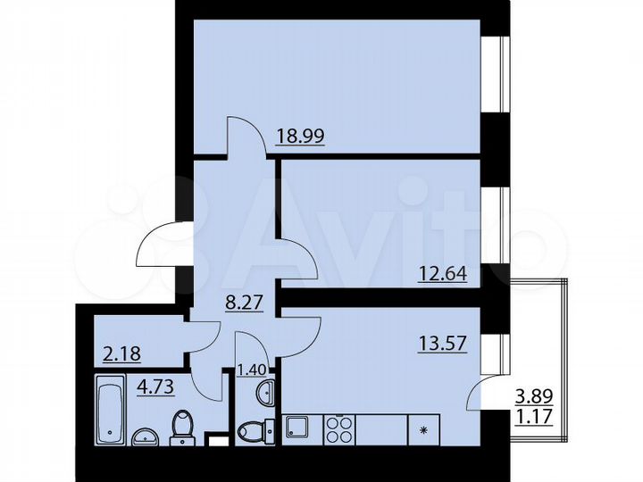 2-к. квартира, 63 м², 3/10 эт.